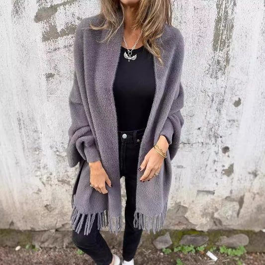 Cardigan Tejido para Mujer con Mangas Murciélago y Diseño de Borlas - Saco Suelto y Elegante - Image 2