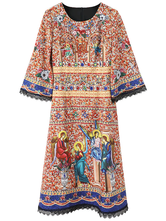 Vestido Largo Elegante Palace con Manga Larga para Mujer - Image 2