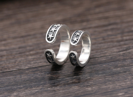 Anillo de Plata Esterlina con Estrella de Cinco Puntas Personalizado para Parejas - Image 2