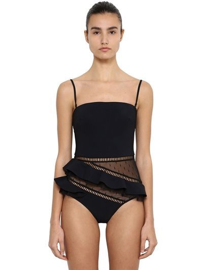 Traje de Baño Enterizo con Encaje - Diseño Moldeador que Disimula la Panza - Image 2