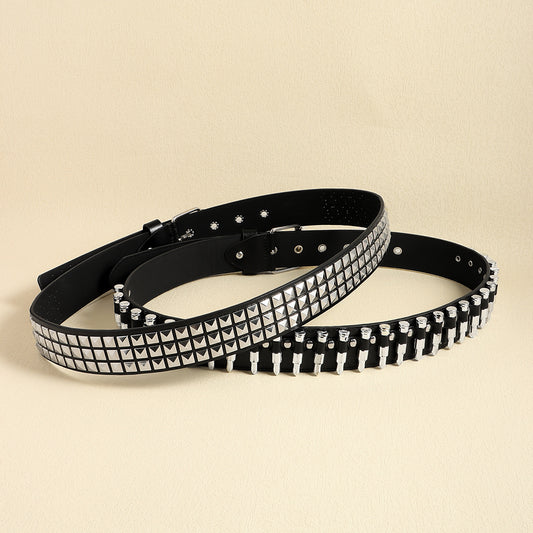 Cinturón Punk Rock con Remaches Balas Negro Unisex - Accesorios Hip-hop de Moda - Image 2