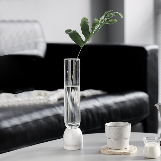 Florero de Vidrio Transparente con Base de Mármol - Diseño Moderno Minimalista - Image 2