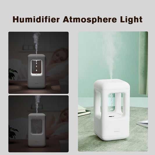 White anti-gravity water drop humidifier with visible mist output and 'Winben' brand name, on a white stand. - Image 2