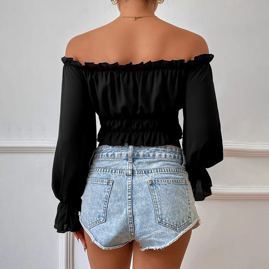 Blusa Casual Elegante con Hombros Descubiertos y Manga Larga - Image 2