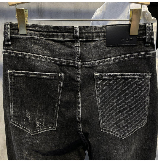 Pantalones Lápiz Estilo Coreano con Estampado de Bolsillo para Hombre - Image 2