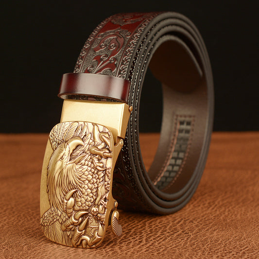 Cinturón de Cuero con Hebilla Automática y Águila Grabada Personalizada - Image 2