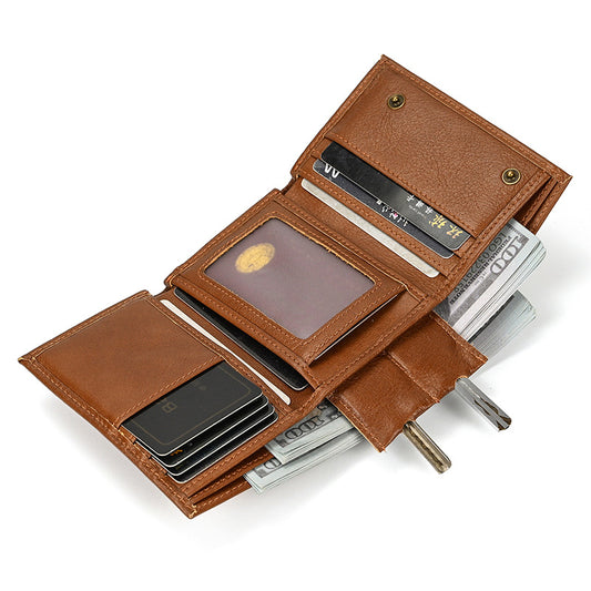 Billetera de Cuero Genuino para Hombre con Protección RFID y Cadena de Metal - Image 2