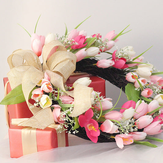 Adorno Colgante Corona de Tulipanes Bicolor para Día de San Valentín y Pascua - Image 2