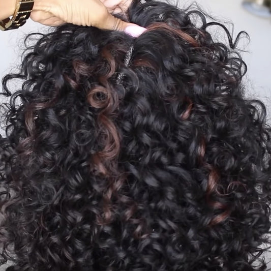 Peluca Rizada Completa Sin Pegamento con Flequillo - Densidad 180 Cabello Remy - Image 2