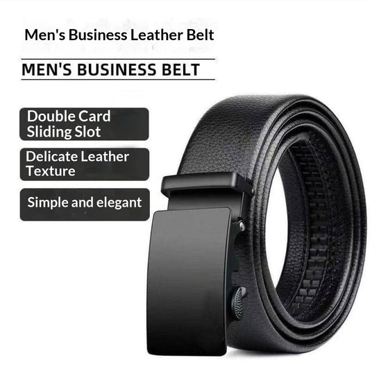 Cinturón de Cuero Liso para Hombre con Hebilla Automática - Image 2