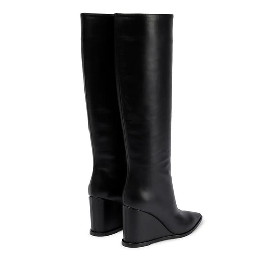 Botas Altas de Cuero con Caña Ancha y Tacón Cuña para Mujer - Image 2