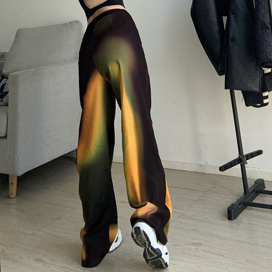 Pantalones Casuales con Estampado Degradado Arcoíris para Mujer - Image 2