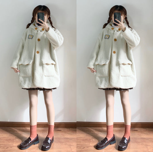 Abrigo de Lana de Cordero y Algodón para Mujer - Perfecto para Otoño e Invierno - Image 2