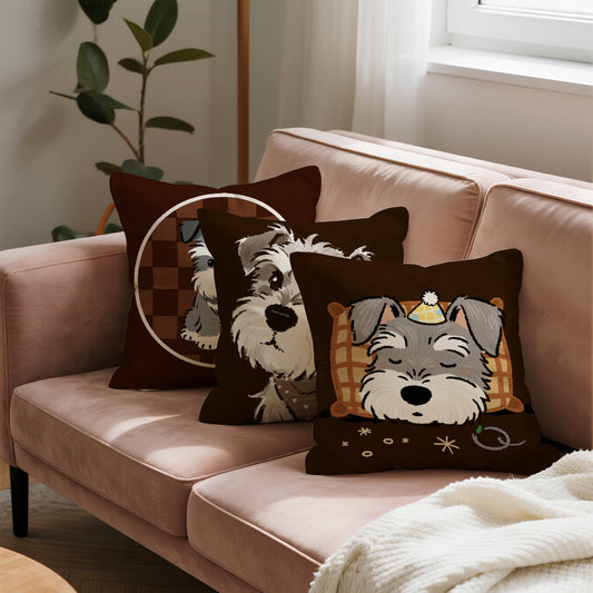 Funda de Almohada Schnauzer Adorable - Diseño Cartoon Perro - Image 2