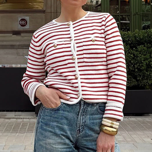 Camisa Casual a Rayas con Botones - Estilo Europeo y Americano - Image 2