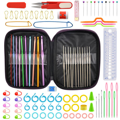 Set de 100 Agujas para Tejer Fácil y 22 Alfileres de Crochet Oxidados