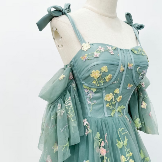 Vestido Hermanas Floral Hombro Descubierto - Image 2