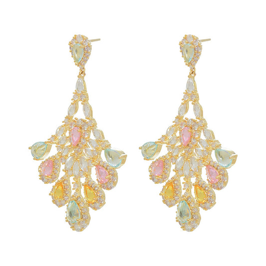 Aretes de Plata S925 con Circonitas Multicolores Incrustadas a Mano - Image 2