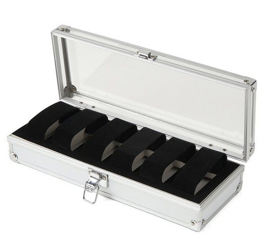 Estuche Organizador de Relojes y Joyas en Aluminio - Caja Coleccionista de 6 Compartimentos - Image 2