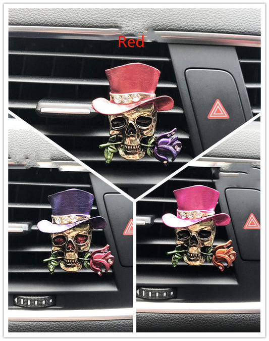 Accesorios de Auto Calavera Retro con Rosas - Decoración Vintage para Coche - Image 2