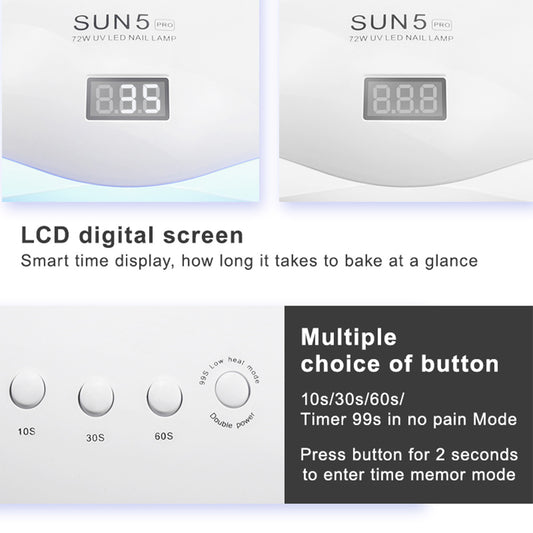 Lámpara UV LED Dual 72W con Energía Solar para Uñas - Image 2