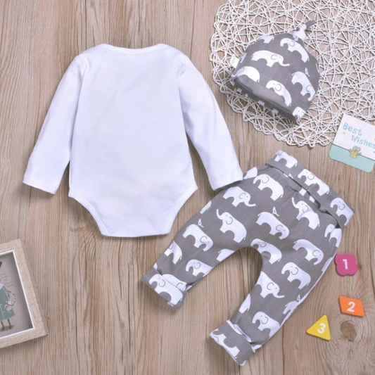 Pantalón Largo de Algodón con Estampado de Elefante y Gorro a Juego - Colección Otoño - Image 2