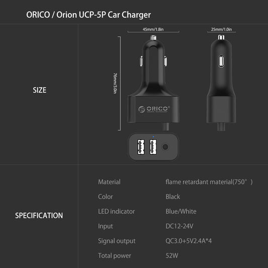 Cargador Rápido para Auto ORICO QC3.0 - Image 2