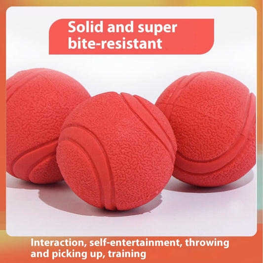Orange rubber pet toy ball with textured surface and grooved lines, 5cm diameter, suitable for small dogs. - Image 2