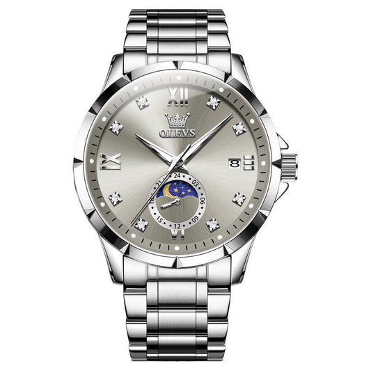 Reloj de Cuarzo para Hombre con Diamantes y Calendario - Elegancia Ejecutiva - Image 2