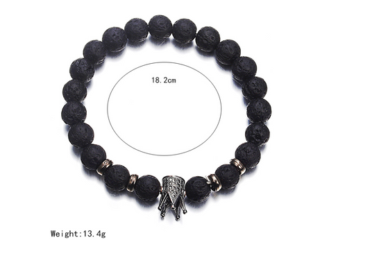 Pulsera de Piedra Volcánica con Circonitas y Corona de Moda Europea - Image 2