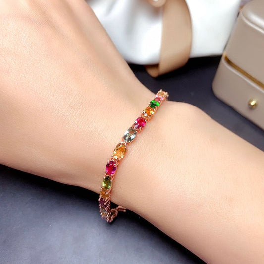 Pulsera de Turmalina Multicolor Natural para Mujer con Cristales Genuinos - Image 2