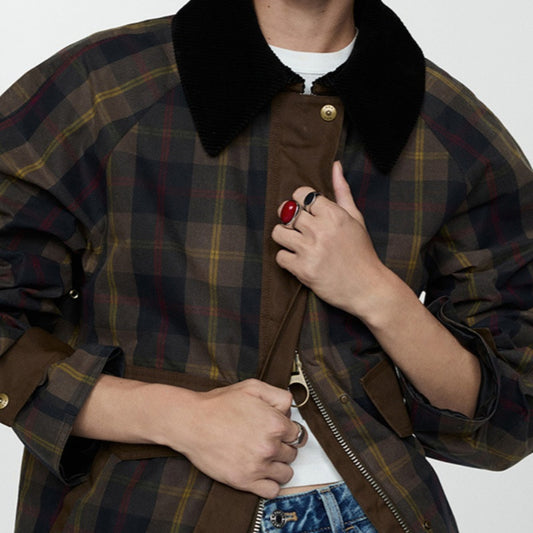 Abrigo Acolchado con Cuello de Piel - Diseño Tartán Otoño Invierno - Image 2