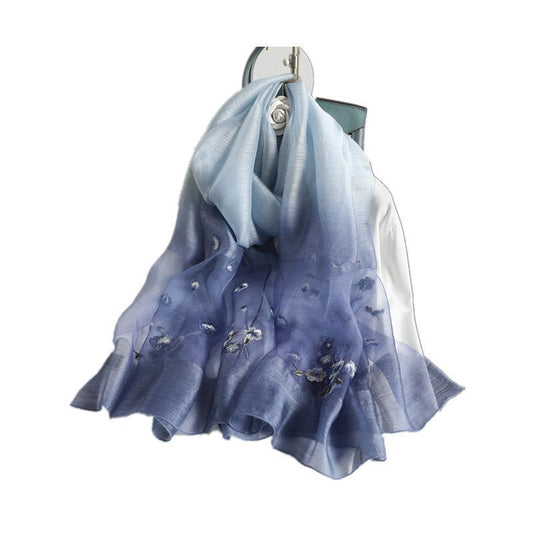 Pashmina de Seda y Lana con Bordado Degradado - Protección Solar - Image 2