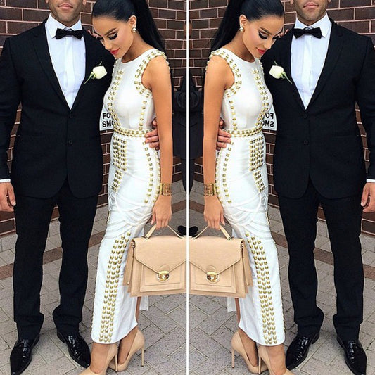 Vestido Midi Elegante con Detalles de Remaches y Brillos - Image 2