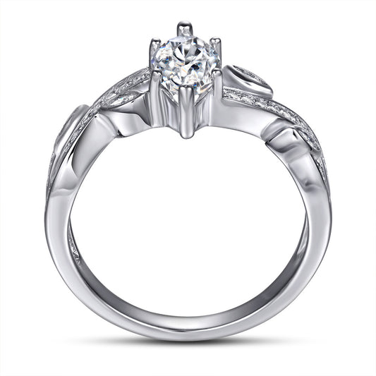 Anillo de Plata S925 con Circón Marquesa Incrustado - Image 2