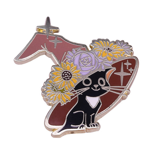 Broche Gato Mago Negro con Sombrero Clasificador - Pin Mágico Kawaii - Image 2