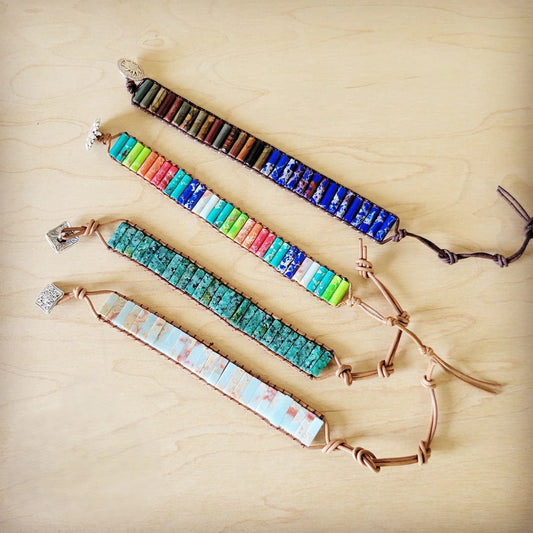 **Woven African Turquoise Beaded Bracelet 810b