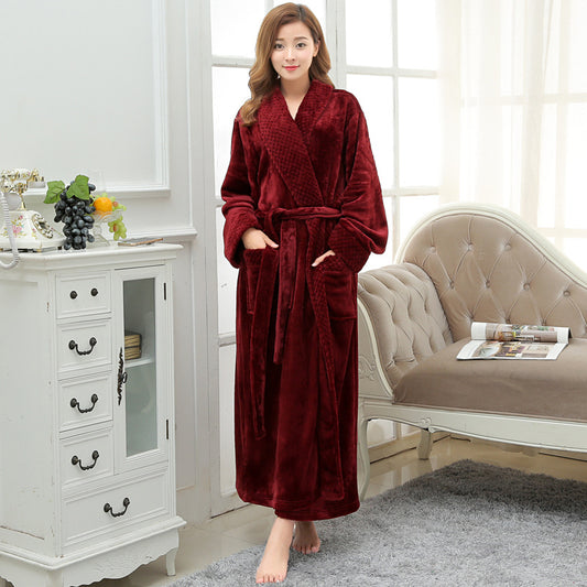 Pijama Térmica de Franela para Parejas - Bata de Invierno en Polar Coral Talla Grande - Image 2
