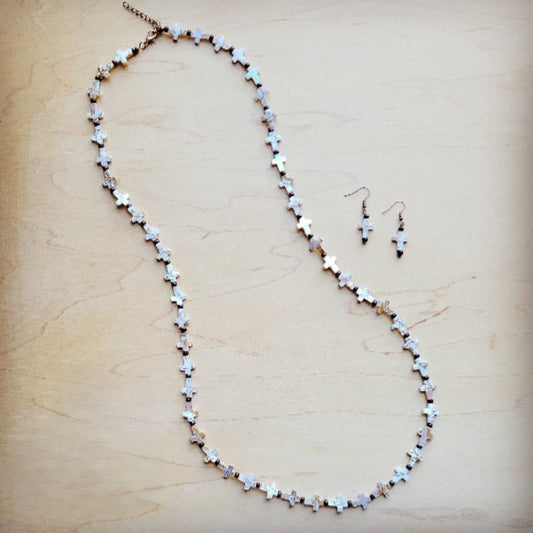 **Mother-of-Pearl Cross Earrings 224c