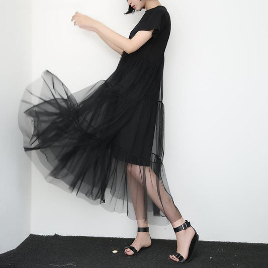 Vestido de Malla Simétrico con Manga Corta - Image 2