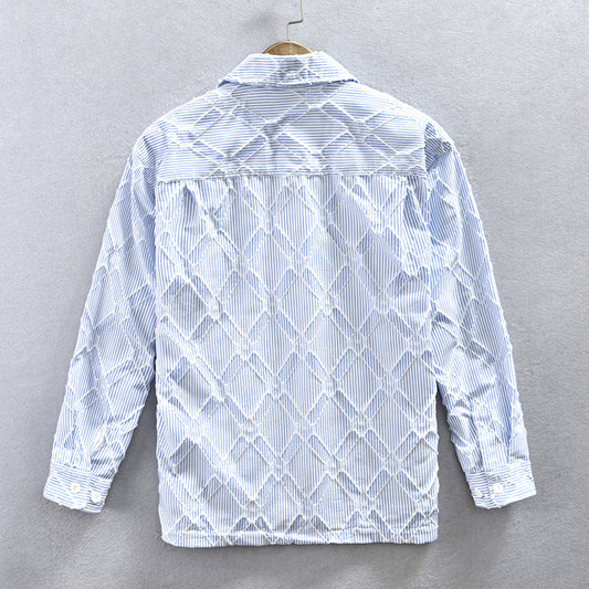 Camisa Casual Hombre Rayas y Cuadros Manga Larga Estilo Japonés Talla Grande - Image 2