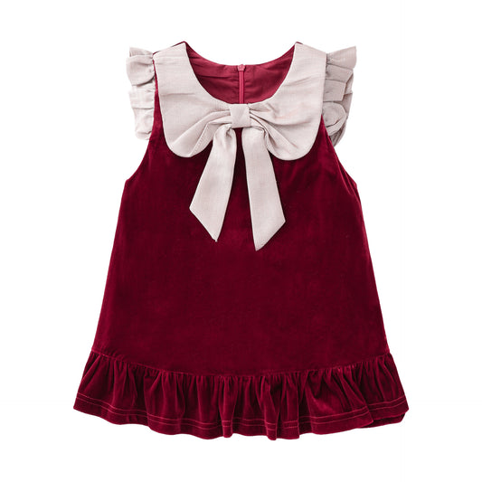 Vestido Sundress de Terciopelo con Lazo Adorable - Image 2