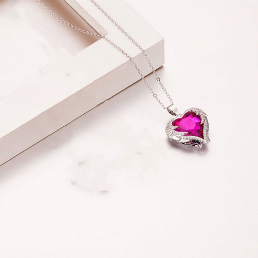 Dije Corazón Océano Zafiro Azul - Collar de Moda Elegante - Image 2