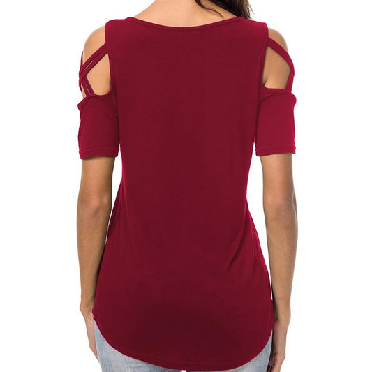 Blusa Escotada Corazón Estampado Manga Corta Cuello Redondo - Image 2