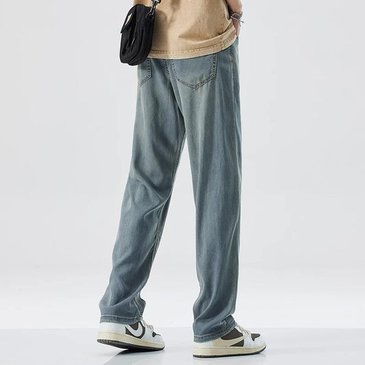 Jeans Rectos Holgados en Seda de Hielo para Hombre - Image 2