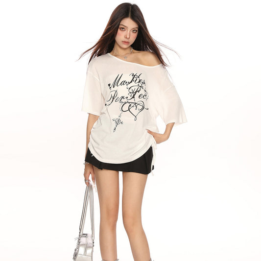 Blusa Suelta Hombros Descubiertos Manga Corta Casual - Image 2