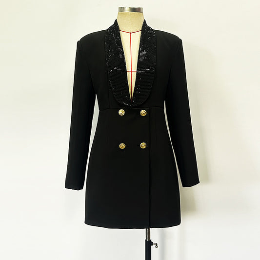 Blazer Elegante Verde Esmeralda con Escote Profundo y Bordado Artesanal - Image 2