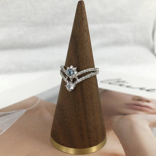 Anillo Corona de Plata Esterlina con Topacio Azul Natural - Image 2