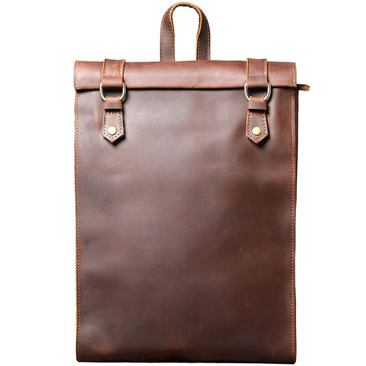 Mochila Escolar de Cuero Genuino Estilo Retro para Hombre - Image 2