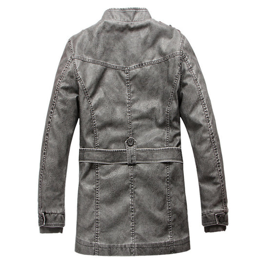 Abrigo Trench de Cuero para Hombre - Image 2
